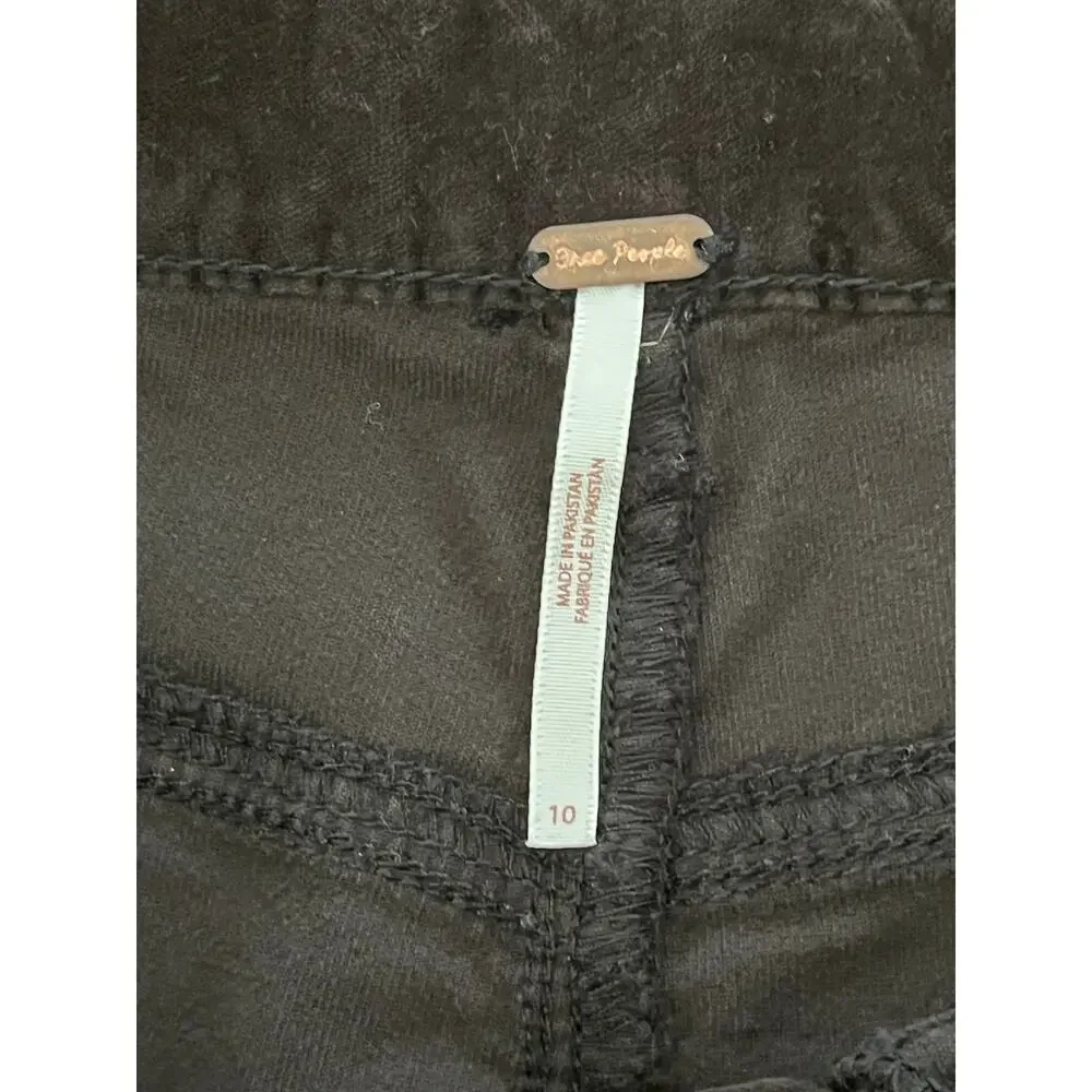 Free People We The Free High Time Kick Velvet Flare Pants Black Sz 10